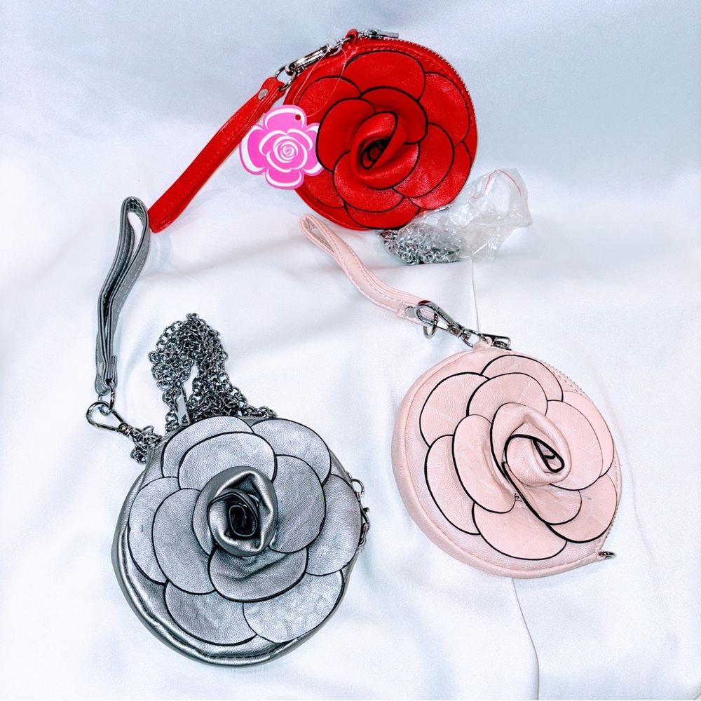 Set of 3 Rosette Wristlet & Crossbody Mini Purses